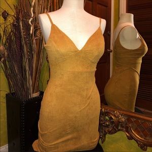 Camel suede midi dress